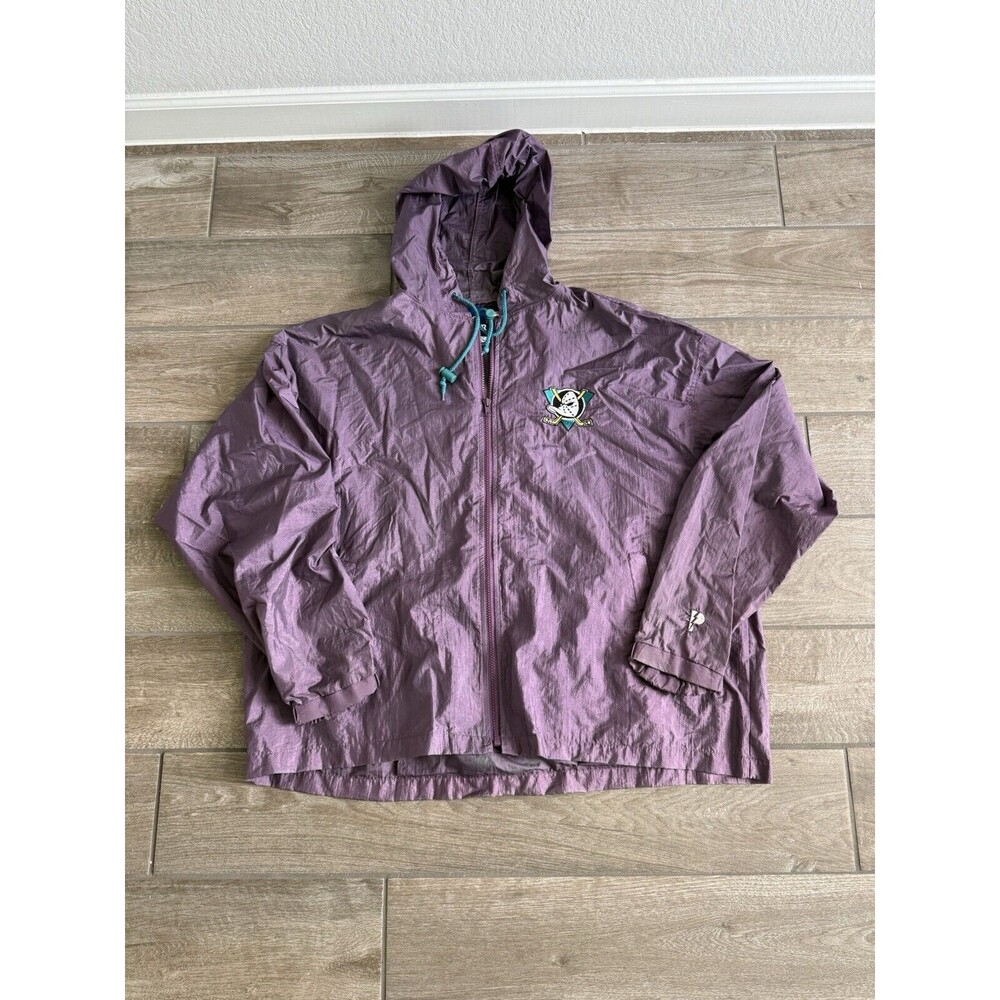 pro player NHL Mighty ducks packable wind breaker rain jacket Adult Size XL